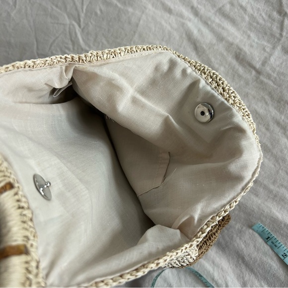 Source Unknown Brown and Cream Tote with Bamboo Handle - Picture 2 of 5